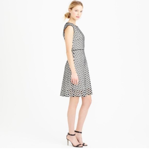 Women's Dress J Crew Black & White A line Punched-out Eyelet Dress  Back… - Picture 3 of 8